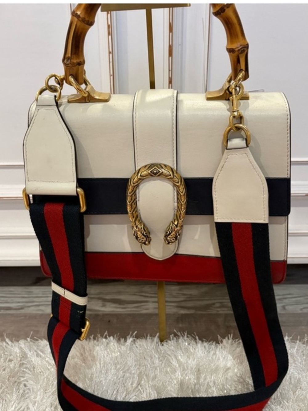 Gucci Dionysus Bamboo Top Handle Bag Tricolor Leather